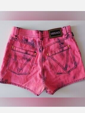 Versace Pink Denim Shorts Size 27